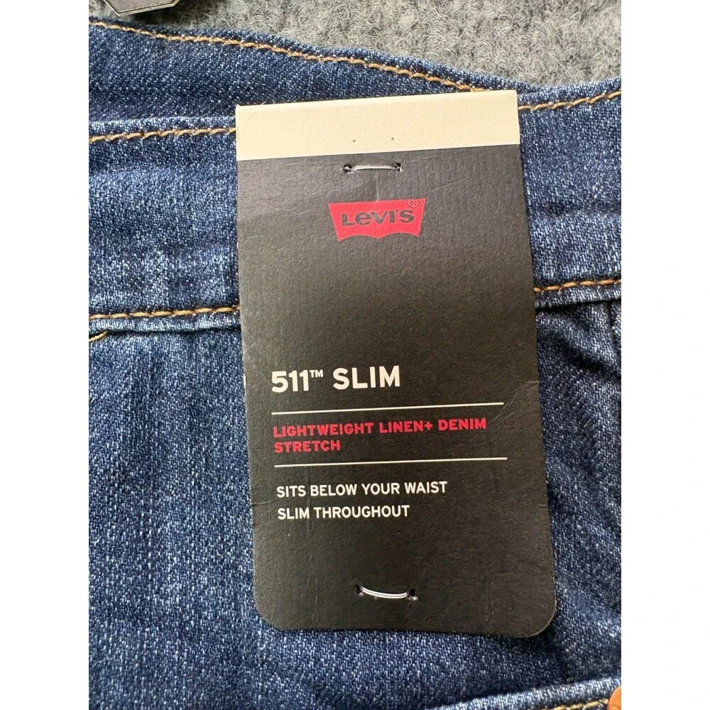 Levis 511 Slim Fit Jeans Mens Size 34 X 34 Blue Dark Wash NEW